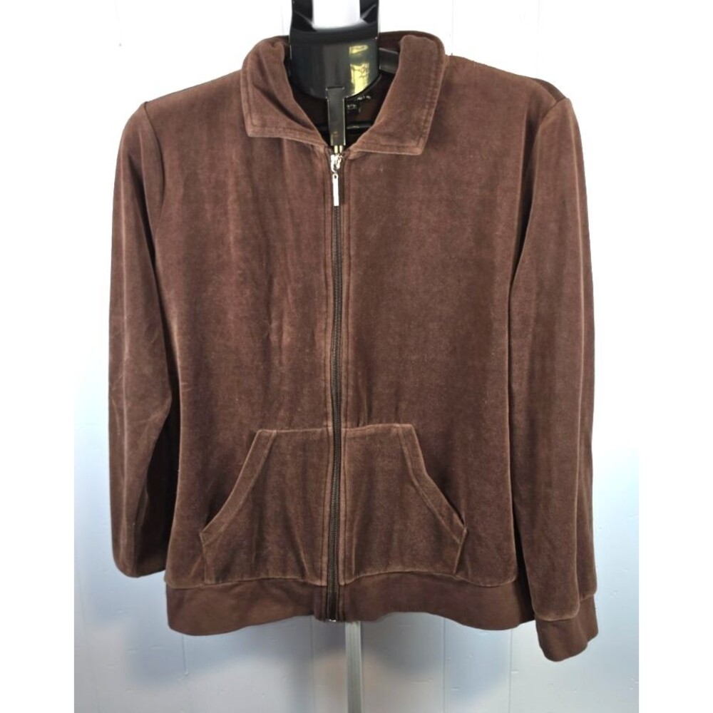 NYL New York Laundry Velour Brown Zip Front Track Jacket Size XL